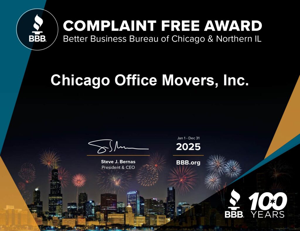 Chicago Office Movers Earns BBB Complaint-Free Award 2025